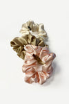 Medium Silk Scrunchie - 3 Pack - Off-White/Blush/Walnut
