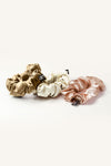 Medium Silk Scrunchie - 3 Pack - Off-White/Blush/Walnut
