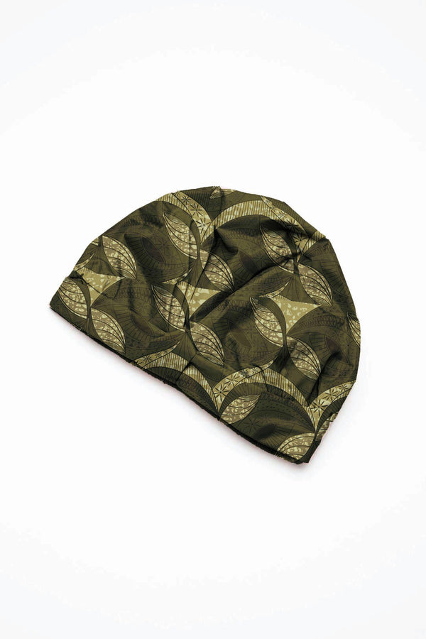 Satin-Lined Shower Cap - Green African Print