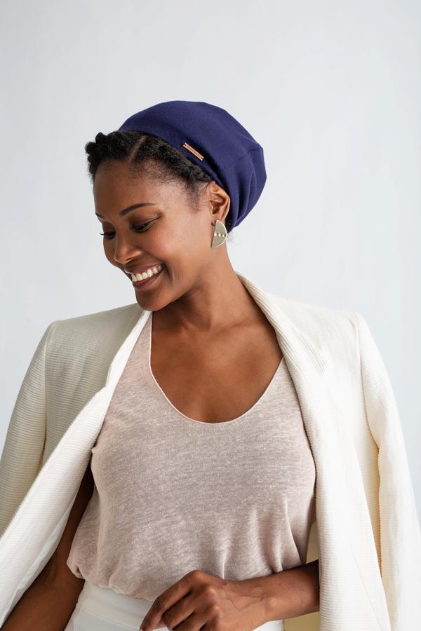 Navy Adjustable Slap Satin-Lined Cap – Grace Eleyae