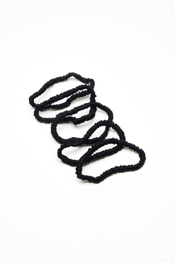 Super Thin Silk Scrunchie - 5-pack - Black