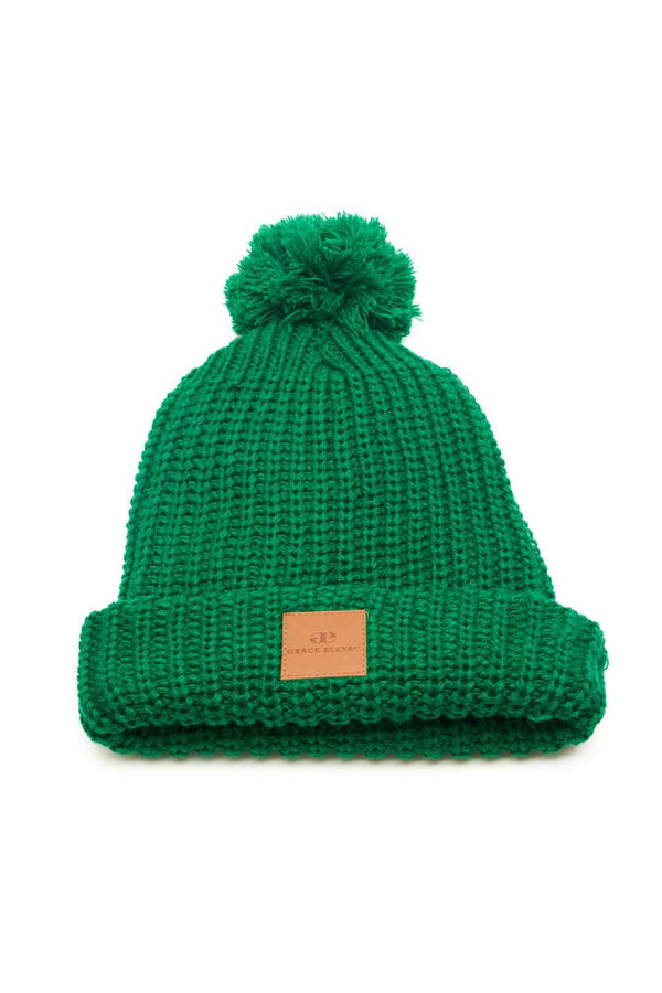 Blue Spruce Chunky Knit Satin-Lined Beanie