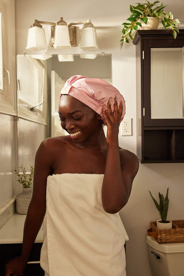 Satin-Lined Shower Cap - Blush