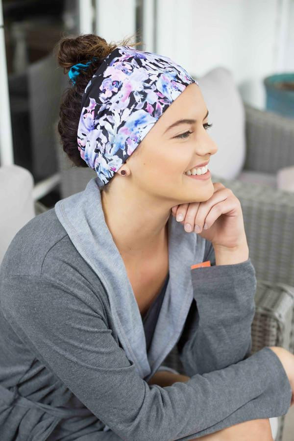 Grace Eleyae Headbands Jersey Knit Headband - Black Floral