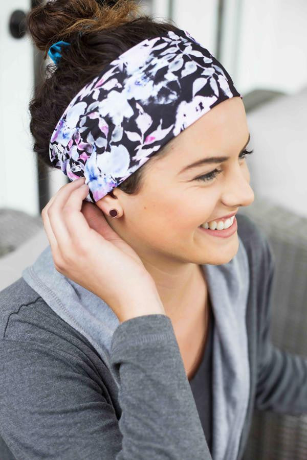Grace Eleyae Headbands Jersey Knit Headband - Black Floral