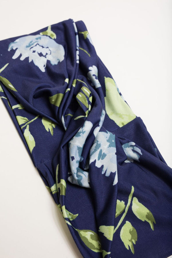 Turban Style Headband - Navy Floral