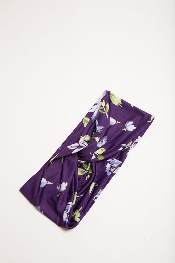 Turban Style Headband - Purple Floral