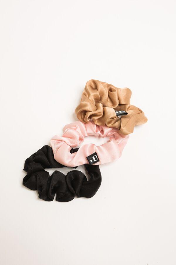 Medium Silk Scrunchie - 3 Pack - Black/Blush/Walnut