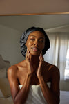 Satin-Lined Shower Cap - Black
