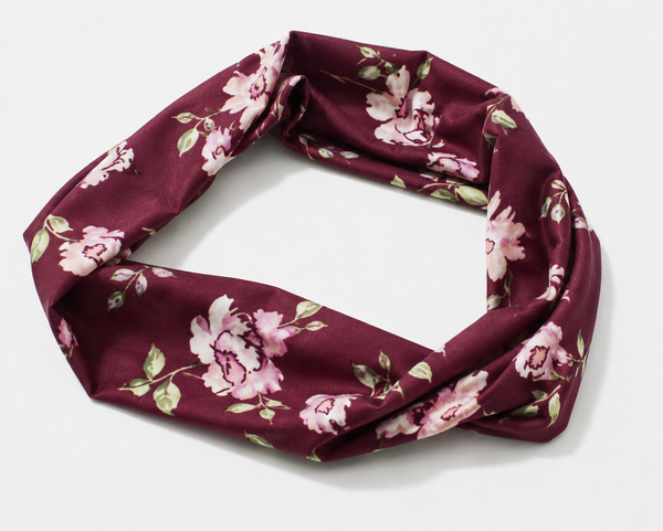 Jersey Knit Headband - Wine Floral