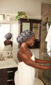 Satin-Lined Shower Cap - Lavender African Print