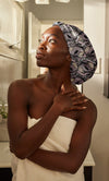 Satin-Lined Shower Cap - Lavender African Print