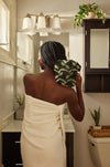 Satin-Lined Shower Cap - Green African Print