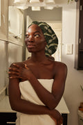 Satin-Lined Shower Cap - Green African Print