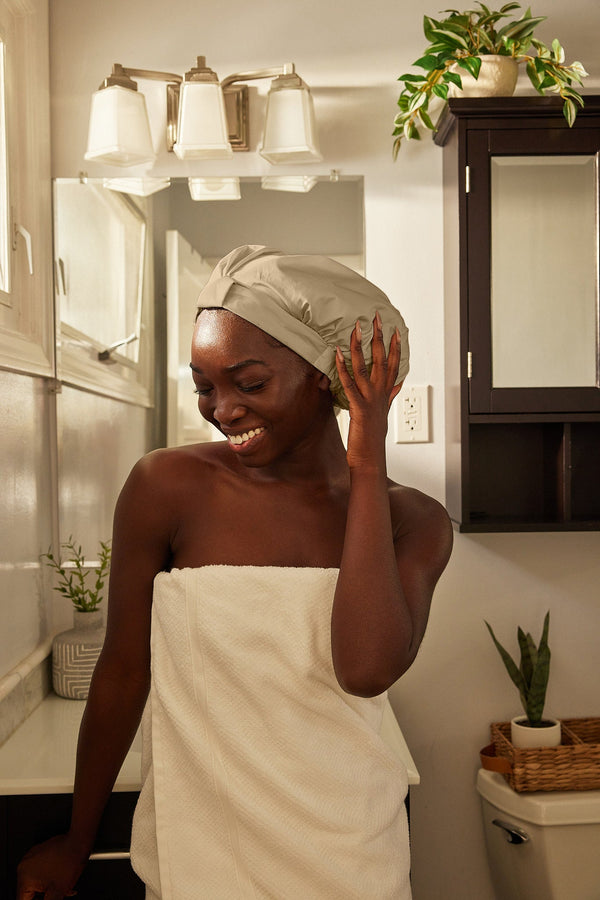 Satin-Lined Shower Cap - Walnut