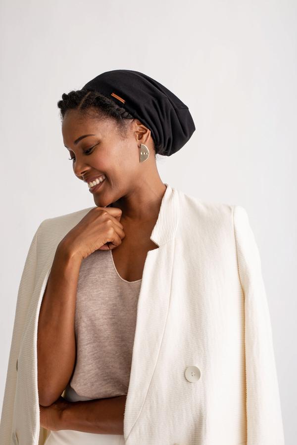 Black Adjustable Slap Satin-Lined Cap – Grace Eleyae