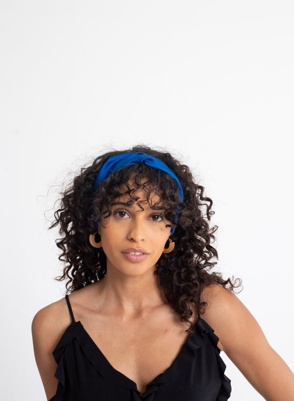 Silk Turban Style Headband - Royal Blue