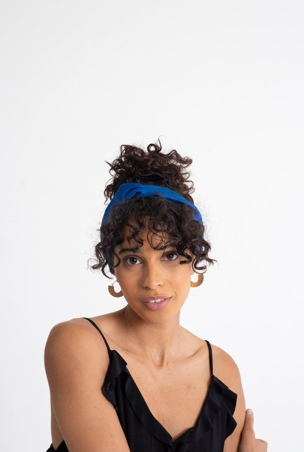 Silk Turban Style Headband - Royal Blue