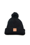 Black Chunky Knit Satin-Lined Beanie