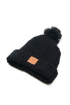 Black Chunky Knit Satin-Lined Beanie
