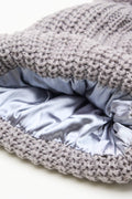 Gray Chunky Knit Satin-Lined Beanie