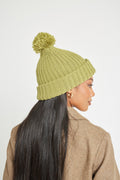 Olive Chunky Knit Satin-Lined Beanie