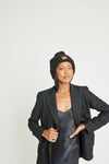 Black Chunky Knit Satin-Lined Beanie