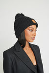 Black Chunky Knit Satin-Lined Beanie