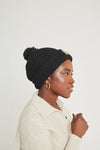 Black Chunky Knit Satin-Lined Beanie