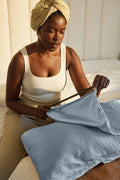 Micro Fiber/Satin Towel Pillow Cover - Gray