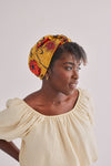 All Silk Turban - Mustard Floral