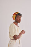 All Silk Turban - Mustard Floral