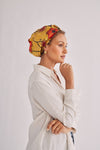 All Silk Turban - Mustard Floral