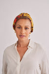 All Silk Turban - Mustard Floral