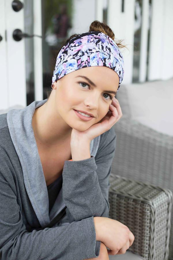 Grace Eleyae Headbands Jersey Knit Headband - Black Floral