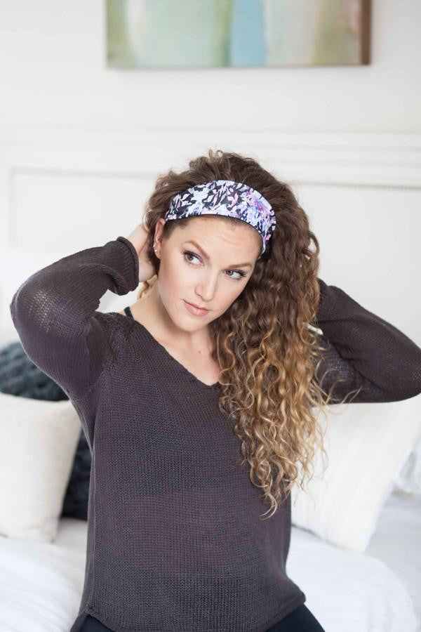 Grace Eleyae Headbands Jersey Knit Headband - Black Floral