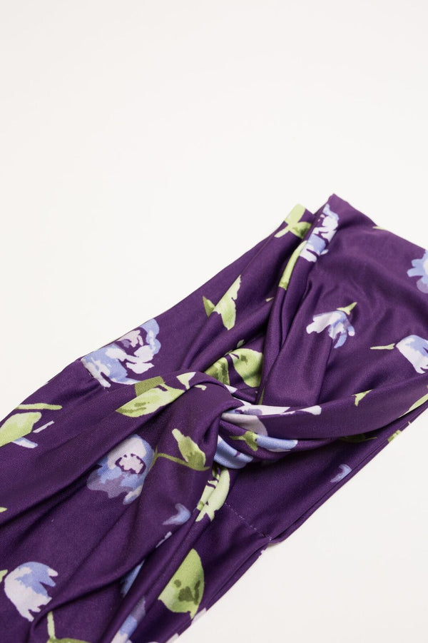 Turban Style Headband - Purple Floral
